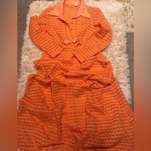 1960s-1970's Vintage Elegant Coral Duster With Pearls